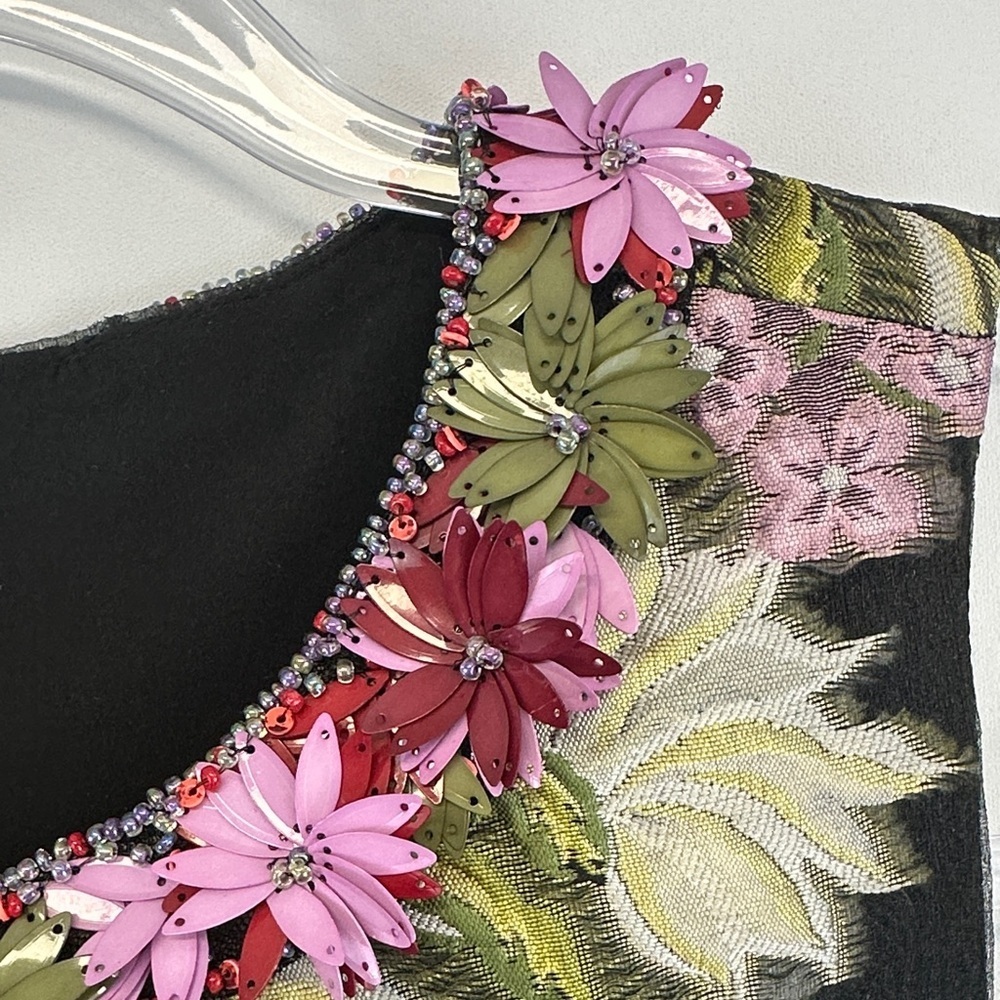 Teri Jon by Rickie Freeman Embellished Floral Jacquard Sleeveless Midi Dress 6 - Picture 5 of 11